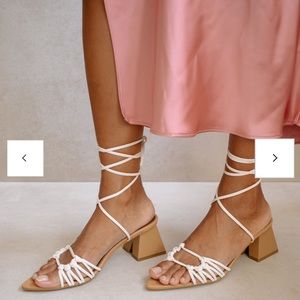 ALOHAS Womens Tan Ankle Strap Heels EUR 39Medium (B, M)